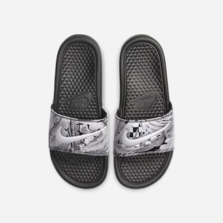 Papuci Nike Benassi JDI Floral Dama Negrii Albi | BUGV-49731